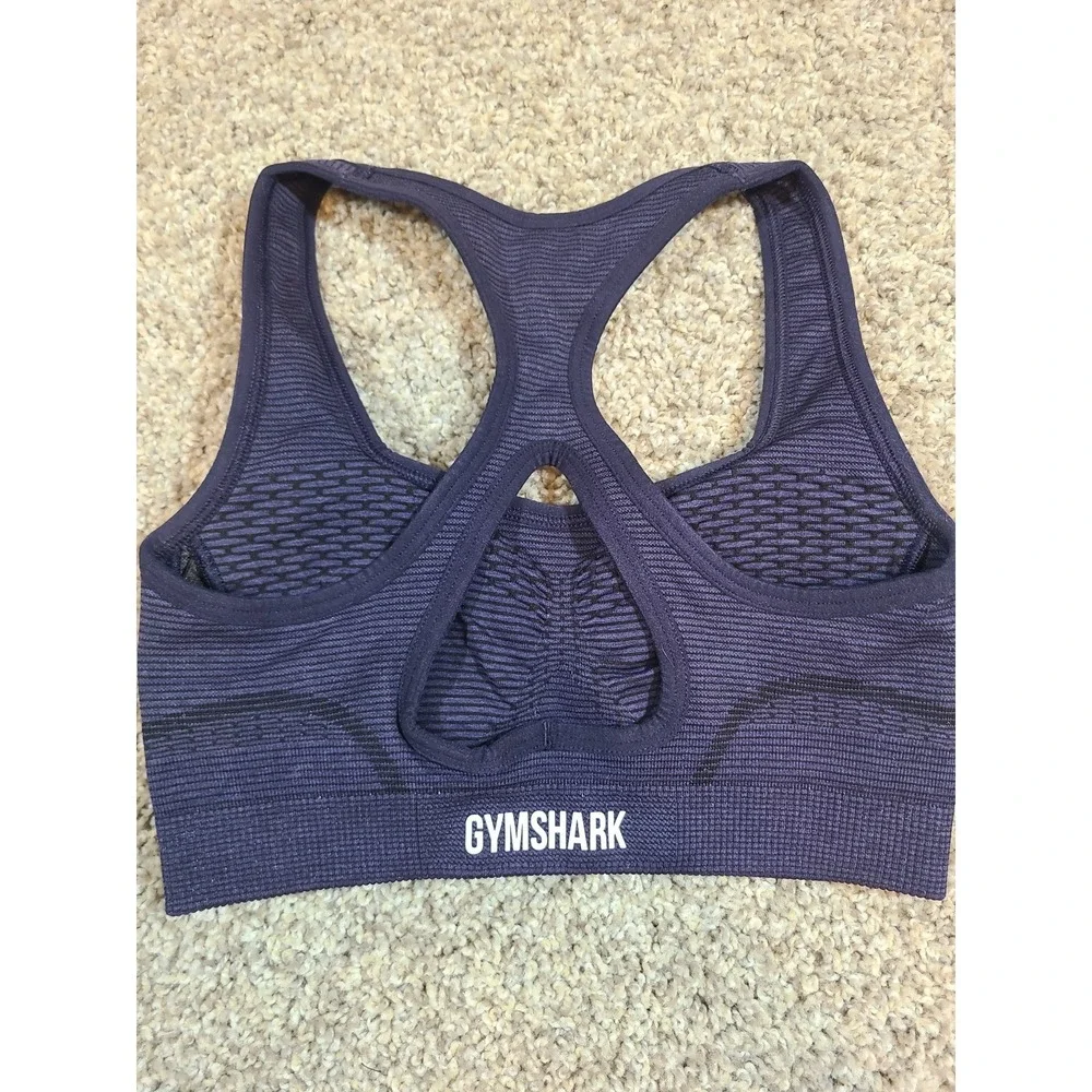 Gymshark Womens Seamless Racerback Light Support Sports Bra Navy Blue Small‎